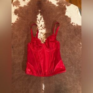Victorias Secret red body corset lingerie top like new 
Size large 
No flaws